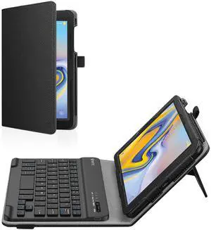FINTIE Folio Keyboard Case for Samsung Galaxy Tab A 8.0 2018 Model SM-T387, Premium PU Leather Stand Cover with Removable Wireless Bluetooth Keyboard, Black