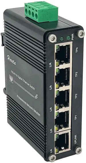 Mini Industrial Gigabit Ethernet Switch,Unmanaged Ethernet Network Hub Switch with 5 x RJ45 Port 10/100/1000T,12~48VDC,Support 802.3X Flow Control,Half/Full Duplex,Din-Rail/Wall Mount