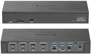 USB C Docking Station, 20-in-1 Universal Displaylink Dock Quad 4K Dual 5K@60Hz Display with 100W Power Delivery/100W DC Charging, 4 HDMI, 4 DisplayPort 1.2, 2.5G Ethernet, USB3.1/3.0, SD/TF 4.0 Slot
