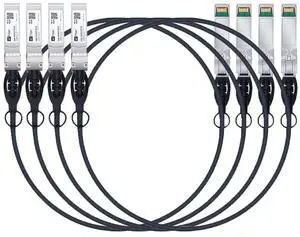 H!Fiber 4 Pack SFP+ Cable, 10G SFP+ DAC, 1.5M(5ft), Passive Direct Attach Copper Twinax Cable for Cisc SFP-H10GB-CU1.5M, Ubiquiti UniFi UC-DAC-SFP+, TP-Link, Mikrotik, Intel, Fortinet, Netgear