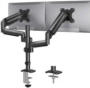 HUANUO Dual Monitor Mount up to 32 inches Screens, Taller Monitor Stand Hold 19.8lbs, Dual Monitor Arm Desk Mount Easy Adjustable with Tilt, Swivel, Rotation, VESA 75/100mm