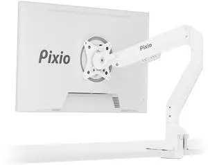 Pixio PS1S Wave White Single Monitor Arm Stand Desk Mount - Fits up to 32 inches Monitors and up to 19.8lbs. VESA Compatibility and Integrated Cable Management