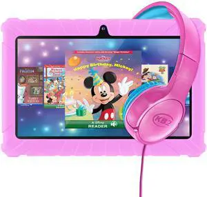Contixo 7 Kids Tablet Bundle - Learning Tablet and Headphones for Kids, Includes 50+ Disney Storybooks (Value $200), Back to School, Ages 3-7, Parental Control, Android 11, 32GB, WiFi - Pink (Girls)