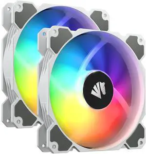 AsiaHorse 140mm Argb Pwm Fan, Double Computer Case Fan with Advanced Hydraulic Bearing for Silent Operation, Standard 140 mm Case Fan with 3 Pin Interface(White 2pack)