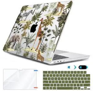 HOHAIYOO Compatible with MacBook Air 15 inch Case M4 M3 M2 with Retina Display & Touch ID 2025 2023 2022 Release A3241 A3114 A2941, Hard Shell+Keyboard Cover+Screen Film+Webcam Cover, Tropical Tree