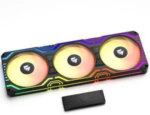 Asiahorse Matrix-Black 360mm RGB Case Fan with VE-HUB 2IN1 ARGB/PWM hub, Support 5v 3PIN Header and 4PIN, Low Noise Computer Fans Parts for PC Case
