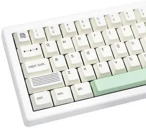 TIMSEKER PBT Green and White Keycap, Dye Sublimation Cherry Profile Custom Keycap Set for ANSI Layout Mechanical Gaming Keyboard, 128 Keys Minimalist Mac Style