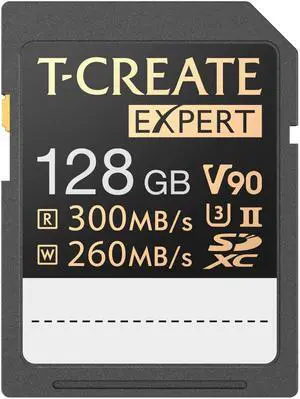 TEAMGROUP T-Create Expert 128GB SD Card UHS-II SDXC U3 V90 Read Speed up to 300MB/s, Supports 8K and 4K Videography Compatible with Canon Sony Nikon Panasonic Olympus Digital Camera TTCSDX128GIIV9001