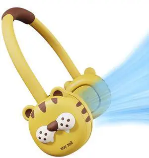 Zoy zoii Neck Fan for Kids, Hands Free Bladeless Fan, Portable Wearable Personal Fan, Rechargeable 3 Speeds Gift for Boy Girl Travel Outdoor, Tiger