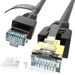 Cat7 Ethernet Cable 50ft,Cat7 3Ft 15Ft 25Ft 50Ft 100Ft 125Ft 150Ft 175Ft 200Ft 225Ft 300Ft 330Ft 400Ft Shielded Network Cord SFTP 10 Gigabit 600MHz for Modem, Router, LAN