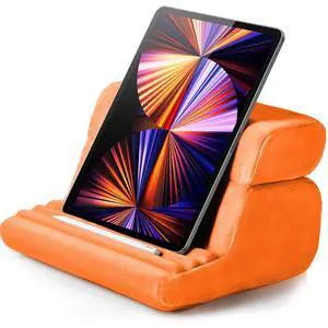 UGREEN Tablet Pillow Stand for Lap Soft Holder Bed with 3 Viewing Angles Adjustable Home Office Accessories Compatible for iPad Pro 13 12 11 10.5 Air Mini 5 4 3 2 Phone 16 15 14 E-Reader Orange