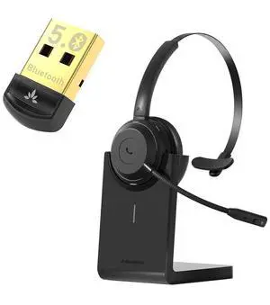Avantree DG45 & Avantalk Alto Solo Bundle - USB Bluetooth Adapter for Windows PC with Data Transfer, Enable Wireless Devices & Wireless Headset, CVC Noise Cancelling Mic with Mute Function
