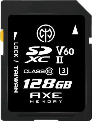 AXE MEMORY SD Card 128GB V60, 245MB/s UHS-II U3 4K Ultra Full HD, Professional Grade SDXC Memory Card