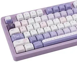 COOMICKEY PBT Keycaps 150 Keys Dye-Sublimation Cute Keycap MOA Profile Purple Anime Keycap Custom Keycap Set with 7U/Split Spacebar for Alice/ 61/64/68/84/87/100/104/108 Mechanical Keyboard