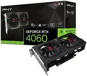 PNY GeForce RTX 4060 8GB XLR8 Gaming Verto Dual Fan OC Graphics Card DLSS 3 (128-bit, PCIe 4.0, GDDR6, HDMI/DisplayPort, Supports 4k, 2 Slot)