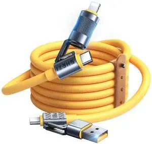 Vexipia 4 in 1 USB C Cable 60W Compatible with Lightning Cable Fast Charging & Data Transfer, Multi Charger Cord Combo for iPhone iPad Charger Wire with L/Type C/USB A for iPhone 16/15/Macbook (3FT)