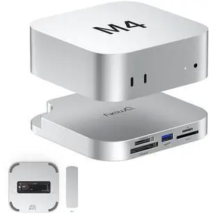 Mac Mini M4 Dock for Photographers, USB 3.2 10Gbps CFexpress Type B/Type A Card Reader, SD/TF 4.0 Slot, M.2 NVMe SSD Enclosure,10Gbps USB-C, 5Gbps USB-A*2,for Content Creators, Professional Filmmakers