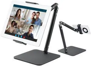 UTEBIT Tablet Stand for Desk, Adjustable Angle Height Cell Phone Holder 360° Rotation Foldable Phone Stand Office Desk Accessories Compatible with 4''-13'' Smartphones iPhone iPad Air Kindle (Black)