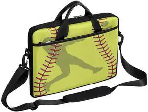 Laptop Bag for Women Men Waterproof Laptop Shoulder Bag 14-15.6 Inch Computer Messenger Bag Carrying Case (Softball Sportsmen)
