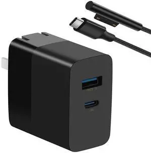 Gomass PD Adapter for Surface pro Charger 65W Compatible with Microsoft Surface Pro 9/8/X/7/6/5/4/3,Surface Laptop 5/Studio/4/Go/3/2/1, Surface Book