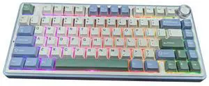 Shaking Tank x Aula F75 Gasket Mechanical Keyboard, 75% Wireless Hot Swappable Gaming Keyboard with Five-Layer Padding&Knob, Bluetooth/2.4GHz/USB-C, RGB (Green, LEOBOG Reaper Switch)
