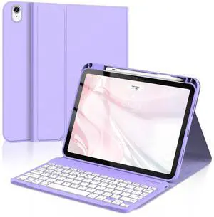 Ynaize for iPad 11th 10th Generation Case with Keyboard - Magnetic Wireless Detachable Keyboard Case Stand Folio Cover with Pencil Holder for iPad 11 inch A16 2025 & 10th Gen 10.9 inch 2022 (Purple)