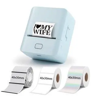 KAYSIO SK20 Label Maker Machine with Tape - Bluetooth Thermal Label Printer,Barcode Label Printer Use for Office,Home Include Three Thermal Labels(Blue)