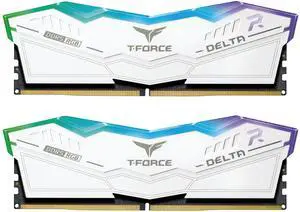 TEAMGROUP T-Force Delta RGB DDR5 Ram 32GB (2x16GB) 6000MHz PC5-48000 CL38 Intel XMP 3.0 & AMD Expo Compatible Desktop Memory Module Ram White FF4D532G6000HC38GDC01