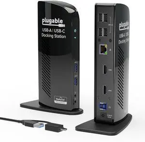 Plugable Universal Laptop Docking Station Dual HDMI Monitor for Windows and Mac (Driver Required), USB 3.0 or USB-C, 2X HDMI, Gigabit Ethernet, Audio, 6 USB Ports (UD-3900)