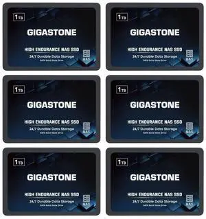 Gigastone 1TB NAS SSD Drive (6-Pack) 24/7 Durable TLC High Endurance RAID Data Storage Network Attached Storage 2.5" SATA Internal Solid State Hard Drives