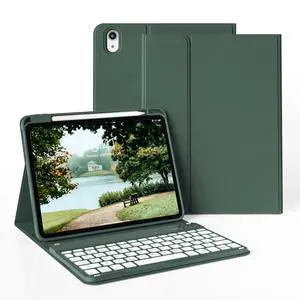 GKABXY Keyboard Case for iPad (A16) 11th Gen11 inch 2025 & iPad 10th Gen 10.9 inch 2022,7-Color Backlit Wireless Bluetooth Keyboard,Soft TPU Back Shell with Pencil Holder, Auto Sleep/Wake (Dark Green)