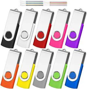 AreTop USB Flash Drive 8GB 10 Pack, USB2.0 Memory Stick Thumb USB Drives Drives Pack Gig Stick Pendrive USB Storage (10PCS 8GB, Mix Colors)