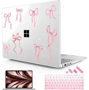 Lepeoac Case for Microsoft Surface Laptop 13.8 inch, 2024 Windows 11 Copilot+ PC, 7th Edition Touchscreen Display, Plastic Hard Shell Case with Keyboard Cover & Screen Protector, Star Bow