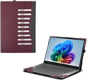 Laptop Case for Lenovo Yoga Slim 7i Aura Edition 15 "(2024) All Inclusive Drop Case PU Leather Inside Pocket Cover (Wine red)