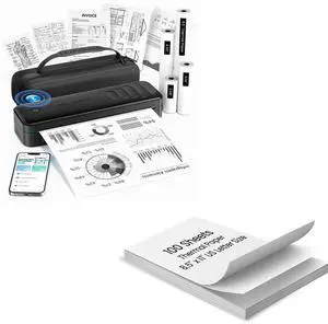 TATTMUSE Portable Thermal Printer+4 Roll Thermal Paper+1 Case+100Pcs Thermal Printer Paper US 8.5" x 11"