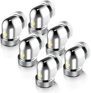 RAIJINTEK PELIAS SILVER - D140906 G1/4" 14mm 90 Degree Brass Fittings, Silver, 6 Pack (0R40B00233)