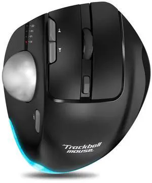 Docooler F-33 Wireless Trackball Mouse - Easy Thumb Control, Precision and Smooth Tracking, Tri-Mode Ergonomic Mouse wirh Programmable and Adjustable Mouse Angle Compatible for PC, Laptop - Black