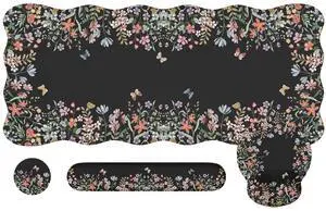 iLeadon Large Mouse Pad for Desk, Floral Desk Mat, Ergonomic Mousepad with Wrist Support, Smooth Gaming Desk Mat, Non Slip Desk Pad for Keyboard and Mouse (Black)