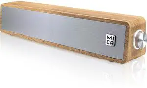MICA Bluetooth Computer Speakers, Angled Wooden Computer Sound Bar, 3.5mm Aux-in Connection, Wired USB Powered PC Speakers for Desktop Monitor, Laptop, Tablet - Yellow (M30T)