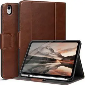 auaua Case for iPad (A16) 11th Generation 11 Inch 2025, iPad 10th Generation 10.9 Inch 2022, with Pencil Holder and Pocket, Typing Angle Muti-Stand Magnetic Closure Auto Sleep/Wake (Brown)