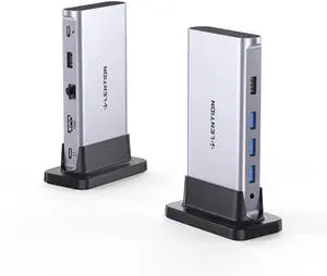 LENTION USB C Docking with 4K@60Hz HDMI, USB 3.0/2.0, Gigabit Ethernet, 100W PD, Aux Adapter for 2023-2016 MacBook Pro/Mac Air/Surface/Steam Deck, More, Stable Driver Certified (CB-D53s, Silver)