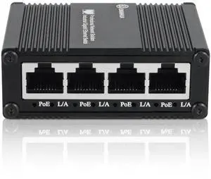 ENIANHUA Mini 5 Port Gigabit PoE+ Switch, Unmanaged Gaming Switch, Unmanaged PoE Switch, Network Hub, Plug & Play, Desktop, Sturdy Aluminum Housing