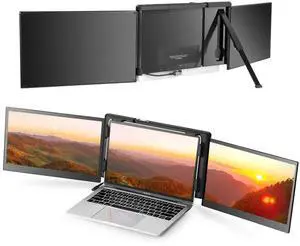 JoyReal Laptop Screen Extender for 13''-16.5'' Laptop, 13.3'' Triple Portable Montior USB-C One Cable Connection, Aluminum Alloy Tri Screen for Windows MacBook Surface ChromeBook