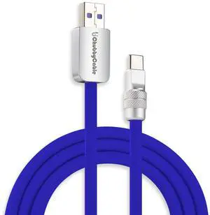 chubbycable Chubby 2.0 Fast Charging Cable Durable Soft Silicone USB C Cable 120W Extra Thick Phone Charger Cord Data Transfer Cord, Dark Blue, USB-A to Type-C, 19.6 FT