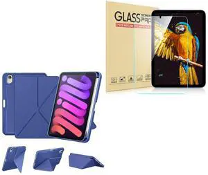 DTTO for iPad Mini 6 Case (8.3-Inch,2021 Model), Magnetic Origami Case Blue with 1 Pack iPad Mini 6th Generation Screen Protector