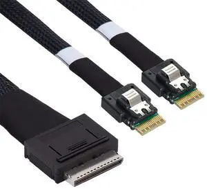 cablecc 50cm OCuLink PCIe PCI-Express SFF-8611 8X 8-Lane to Dual SFF-8654 Slimline 4X SSD Data Active Cable
