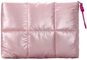 JQAliMOVV Puffy Laptop Sleeve 15-16 in - Quilted Puffer Laptop Case with Strap Compatible with MacBook Air M4 15 in, MacBook Pro M4 16 in (Pink)