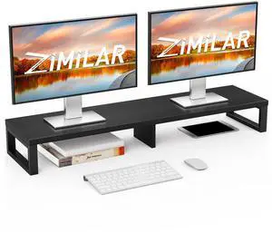 Zimilar Dual Monitor Stand Riser, Large Monitor Stand for Desk, Wood Monitor Riser with Storage Organizer for Home Office, Monitor Stands for 2 Monitors, Desktop Wooden Monitor Riser for Computer