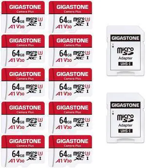 GIGASTONE 64GB Micro SD Card 10-Pack, Camera Plus, MicroSDXC Memory Card for Wyze Cam, Security Camera, Smartphone, Fire Tablet, 4K Video Recording, UHS-I U3 A1 V30, 95MB/s, with Adapter