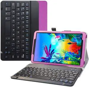 Bige for LG G Pad 5 10.1 Keyboard Case,Slim Stand PU Leather Cover with Romovable Keyboard for 10.1" LG G Pad 5 10.1 T600 Tablet(2019),Purple